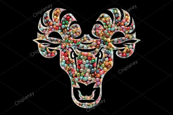Bull Cow Head Beads Colorful Embroidery