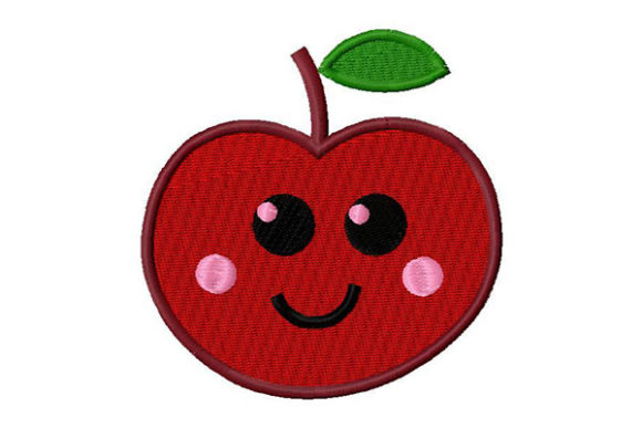 Charming Smiling Apple for Festive Embroidery