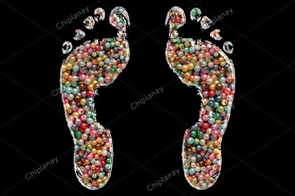 Feet Footprint Beads Colorful Embroidery