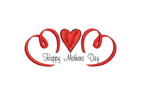Happy Mothers Day Hearts: A Charming Embroidery Design