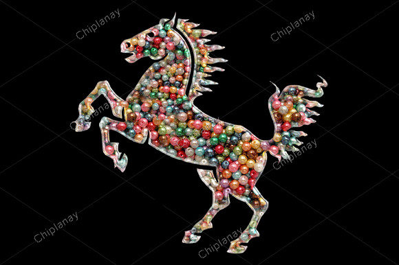 Horse Beads Colorful Embroidery: A Charming Design