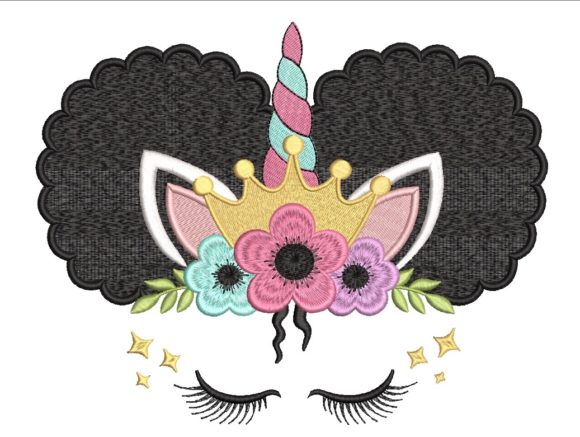 Unicorn Afro Puffs Princess: A Magical Embroidery