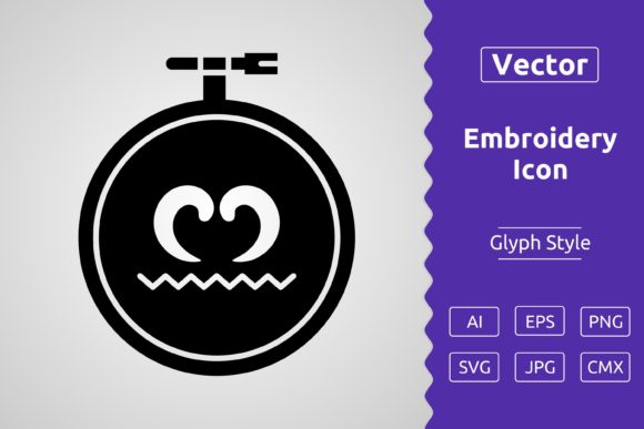 Vector Embroidery Glyph Icon: A Versatile Design Asset