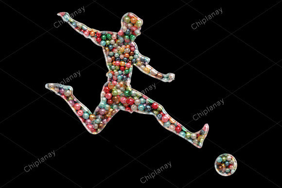 Vibrant Soccer Football Bead Embroidery Design