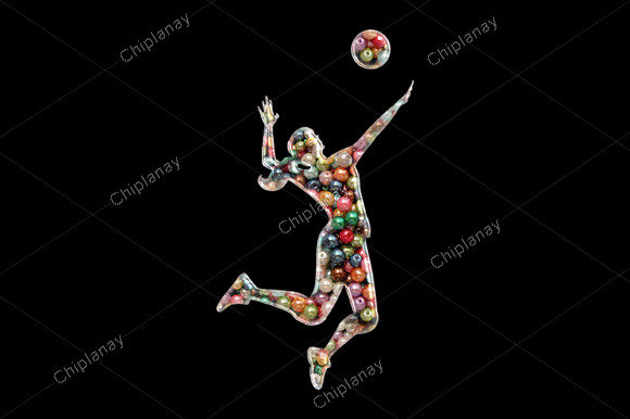 Volleyball Beads Colorful Embroidery: A Vibrant Design